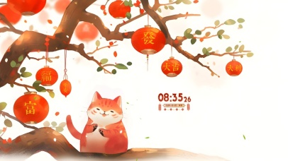 4K新年可爱治愈招财猫