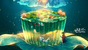 清新 梦幻池塘
