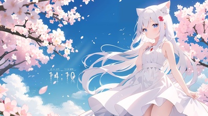 樱花猫耳可爱少女