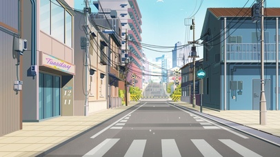 下雨的城市小镇街道