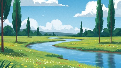 清新风景护眼壁纸河边花草树木