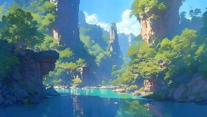 清新峡谷溪流