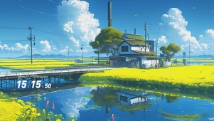 蓝天白云田野