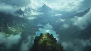 云巅瞰碧湖