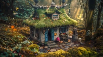 治愈清新雨中小屋