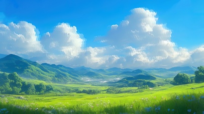 绿色护眼高山草原