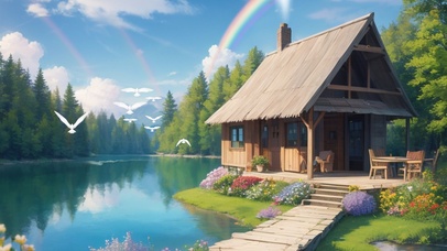 河边的彩虹小屋