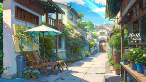 治愈插画街头小巷