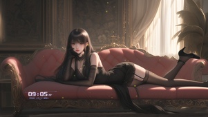 她的眼神温柔如水，带着一抹忧伤