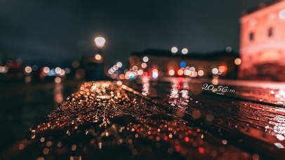 唯美治愈雨后街道光晕