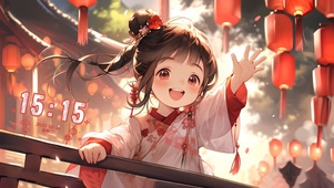 庙会可爱小女孩