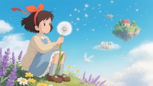 吹蒲公英的女孩