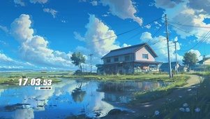 蓝天白云护眼绿景