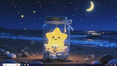 在海边漂流瓶里发光的星星灯