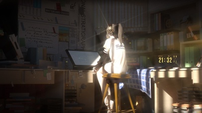 高马尾房间女孩