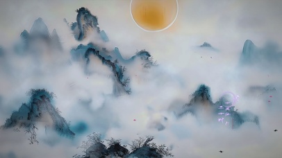 古风水墨风景插画