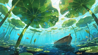 空灵绝美~ 水中仰望巨大荷叶！