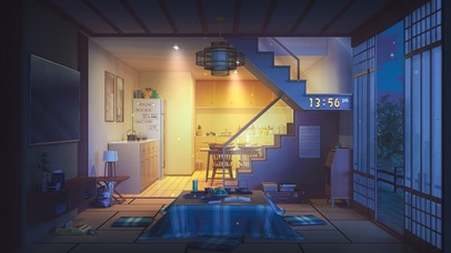 4K安静的夜晚日式房间