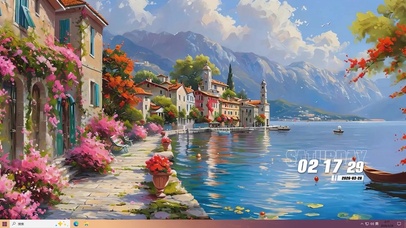 白云树木海景桌面主题