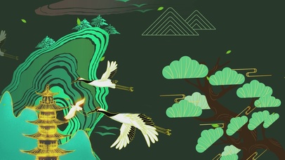 清新国潮中国风风景