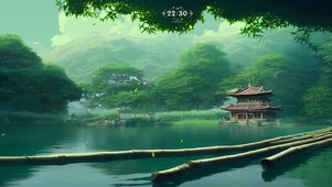 护眼 湖边美景