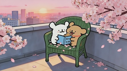 线条小狗甜蜜时光