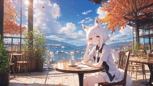 唯美枫叶狐女