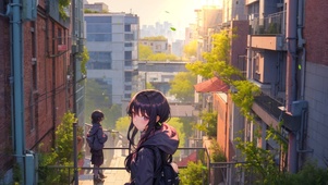 黄昏小巷少女