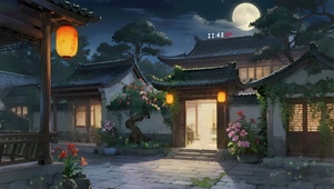 光影斑驳古风庭院