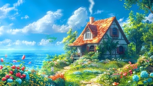 白云草地小屋