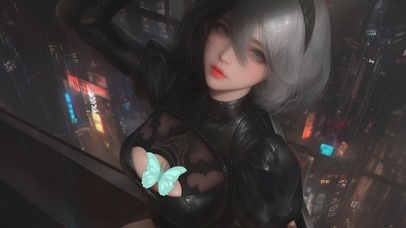 甜美白发2B女孩