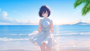 唯美海边少女
