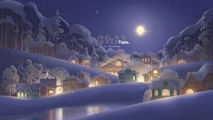 唯美插画雪天新年夜