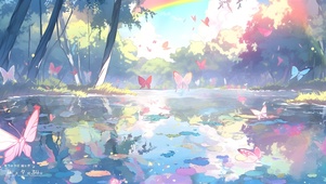 4k 彩虹湖面