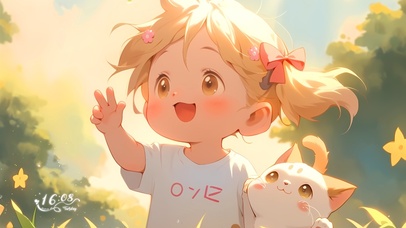 可爱猫咪金发女孩