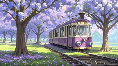 紫色樱花列车