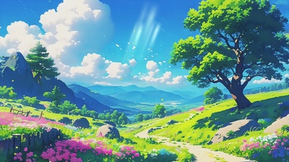 唯美小路AI插画