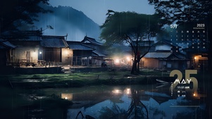 乡村雨夜