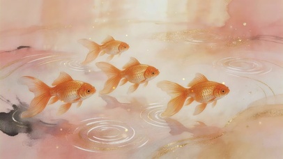 鲤跃金波，富贵自来