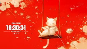 荡秋千，可爱小猫