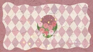 文艺油画 粉色几何郁金香