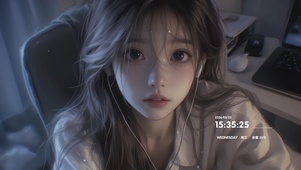 可爱电脑桌前清纯少女