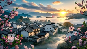 唯美清新桃花乡村