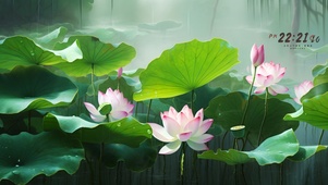  雨中荷塘