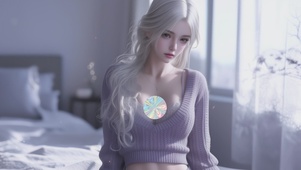 眨眼动态-窗户边阳光女孩