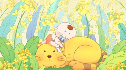 可爱宝宝和猫咪