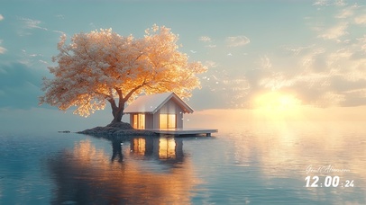 简约湖心3D小屋