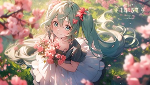 初音未来樱花树下