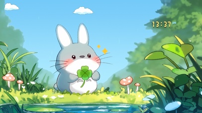 雨中可爱小灰兔