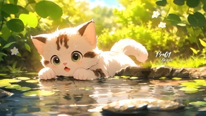 溪水的猫咪